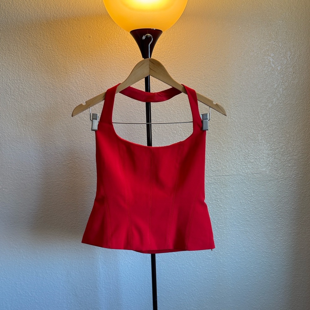 Zara Red Square Neck Structured Camisole